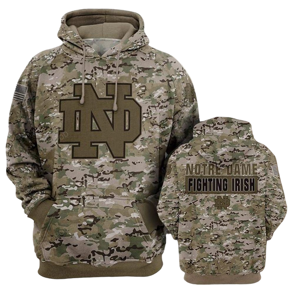 [SALE] 18% OFF Notre Dame Fighting Irish Camo Hoodies 3D For Men Women