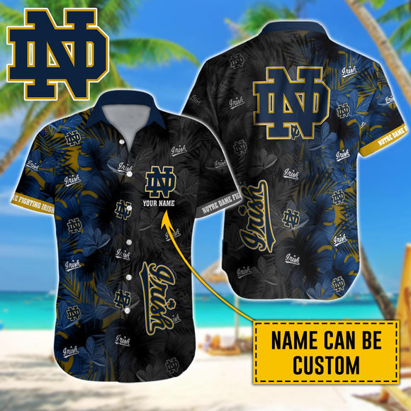 15% OFF Notre Dame Fighting Irish Shirt Tropical Leaf Custom Name For Sale