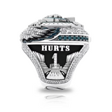 Philadelphia Eagles Superbowl Ring 2025 Replica – side view featuring Jalen Hurts name, number 1, and MVP engraving