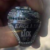 Side view of the Philadelphia Eagles Super Bowl LIX Replica Ring displaying the "EAGLES" text