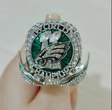 Top view of the Philadelphia Eagles Super Bowl LIX Replica Ring featuring the team logo