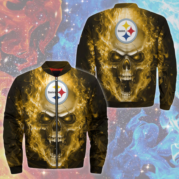 18% SALE OFF Pittsburgh Steelers Jacket Mens Skull Graphic For Sale