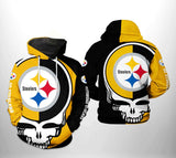 [SALE] 18% OFF Pittsburgh Steelers Skull Hoodie 3D For Men Women