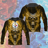 20% OFF Pittsburgh Steelers Skull Hoodies 3D With Zipper, Pullover