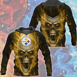 20% OFF Pittsburgh Steelers Skull Hoodies 3D With Zipper, Pullover