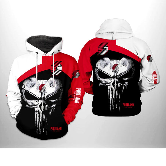 [SALE] 18% OFF Best Portland Trailblazers Skull Hoodie For Men Women