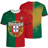 Portugal T-shirt: Portuguese flag-themed t-shirt with national emblem on a white background