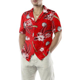 15% OFF Red Baseball Hawaiian Shirt Tropical Flower Print For Men