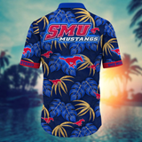 SMU Mustangs Hawaiian Shirt Leafs Printed FOR MEN