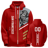 18% OFF RED San Francisco 49ers Pullover Hoodie Personalized Name & Number - 4 FAN SHOP