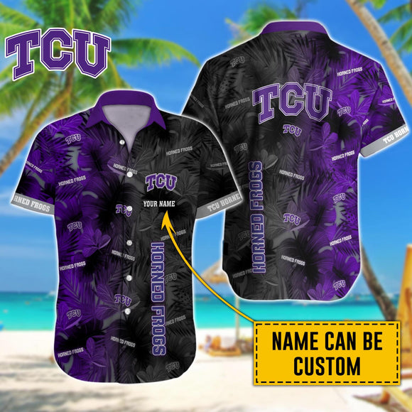 15% OFF TCU Horned Frogs Shirt Tropical Leaf Custom Name For Sale