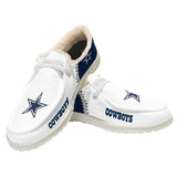 20% OFF Best Velvet Dallas Cowboys Moccasin Slippers For Men Women | White & Blue color