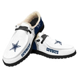 20% OFF Best Velvet Dallas Cowboys Moccasin Slippers For Men Women | White & Blue color