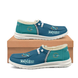 20% OFF Best Velvet Miami Dolphins Moccasin Slippers For Men Women