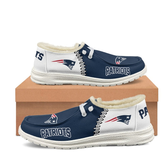 20% OFF Best Velvet New England Patriots Moccasin Slippers For Men Women