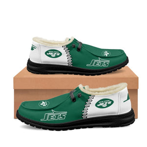 20% OFF Best Velvet New York Jets Moccasin Slippers For Men Women