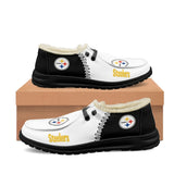 20% OFF Best White Black Velvet Pittsburgh Steelers Moccasin Slippers For Men Women