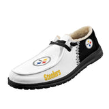 20% OFF Best White Black Velvet Pittsburgh Steelers Moccasin Slippers For Men Women