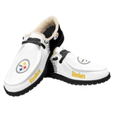 20% OFF Best White Black Velvet Pittsburgh Steelers Moccasin Slippers For Men Women