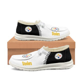 20% OFF Best White Black Velvet Pittsburgh Steelers Moccasin Slippers For Men Women