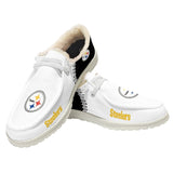 20% OFF Best White Black Velvet Pittsburgh Steelers Moccasin Slippers For Men Women