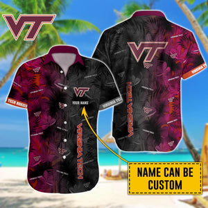 15% OFF Virginia Tech Hokies Shirt Tropical Leaf Custom Name For Sale