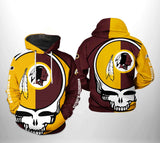 Washington Redskins Skull Hoodie 3D Printed