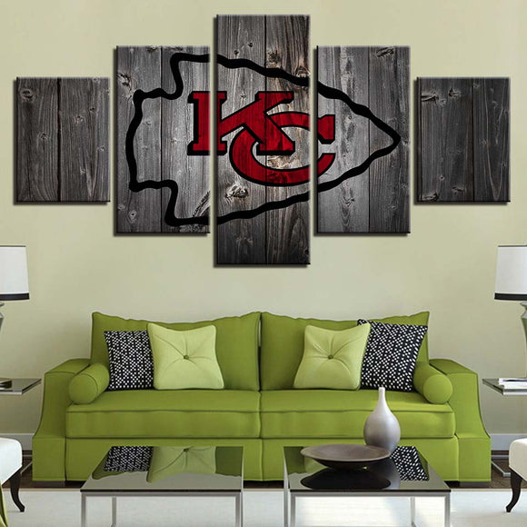 5 Panel Kansas City Chiefs Wall Art Background Wood For Living Room
