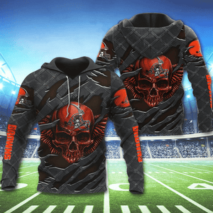 3D Skull Cleveland Browns Hoodies Cheap