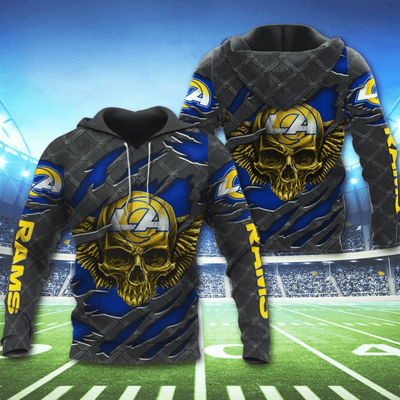 3D Skull Los Angeles Rams Hoodies Cheap