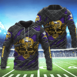 3D Skull Minnesota Vikings Hoodies Cheap