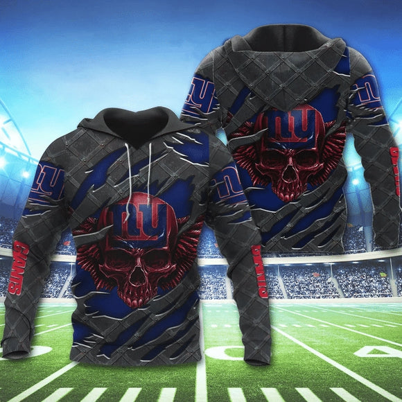 3D Skull New York Giants Hoodies Cheap