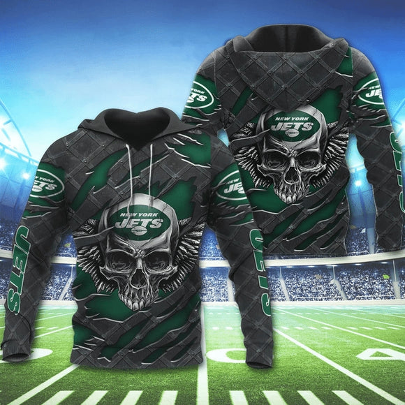 3D Skull New York Jets Hoodies Cheap