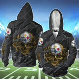 3D Skull Pittsburgh Steelers Hoodies Cheap