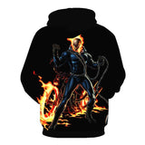 3D Skull Hoodies Burning Flame Ghost Rider Hoodies Sweatshirt Pullover