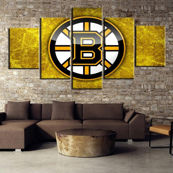 5 Panel Boston Bruins Wall Art Cheap For Living Room Bed Room Wall Decor