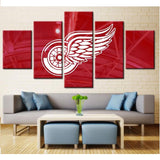 5 Panel Detroit Red Wings Wall Art Cheap For Living Room Wall Decor Ice Hockey