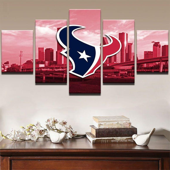 5 Panel Houston Texans Canvas Wall Art For Living Room Wall Decor Football