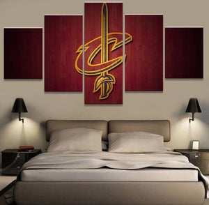 5 Panel Logo Cleveland Cavaliers Wall Art Cheap For Living Room Wall Decor