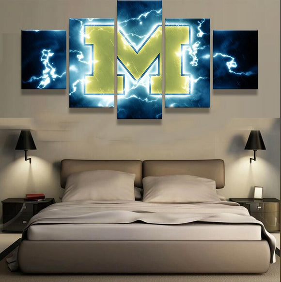 5 Panel Michigan Wolverines Wall Art Cheap For Living Room Wall Decor