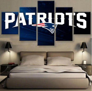 5 Panel New England Patriots Canvas Wall Art For Living Room Home Decor