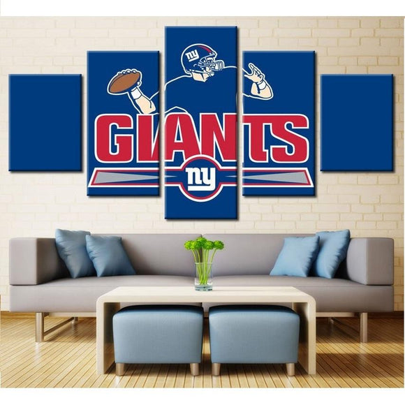 5 Panel New York Giants Canvas Wall Art Cheap For Living Room Wall Decor Football 2