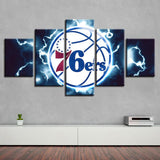 5 Panel Philadelphia 76ers Wall Art Cheap For Living Room Wall Decor