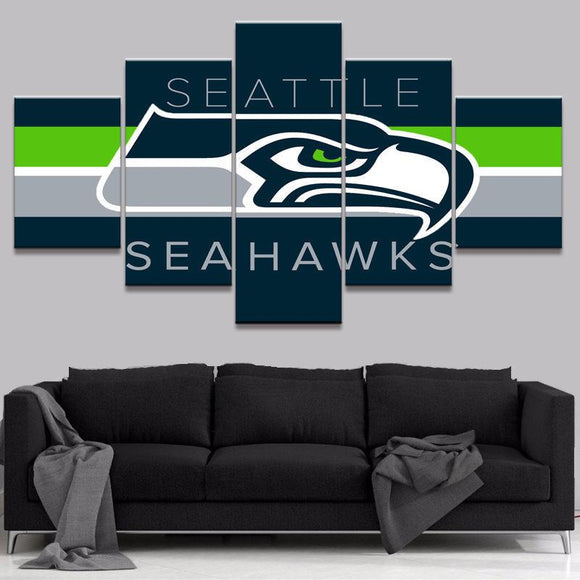 5 Panel Seattle Seahawks Wall Art For Living Room Wall Decor Football 3