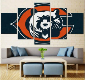 5 Panel Chicago Bears Wall Art For Living Room