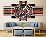 5 Panel Cincinnati Bengals Wall Art For Living Room