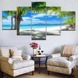 5 Panel Coconut Palm Trees Tropical Beach Wall Art