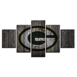 5 Panel Green Bay Packers Wall Art Background Wood For Living Room