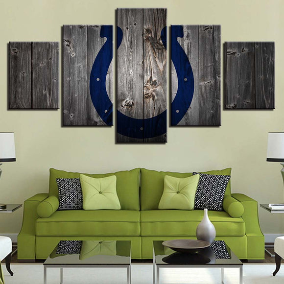 5 Panel Indianapolis Colts Wall Art Background Wood For Living Room