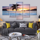 5 Panel Landscape Of Beach Sunset Wall Art